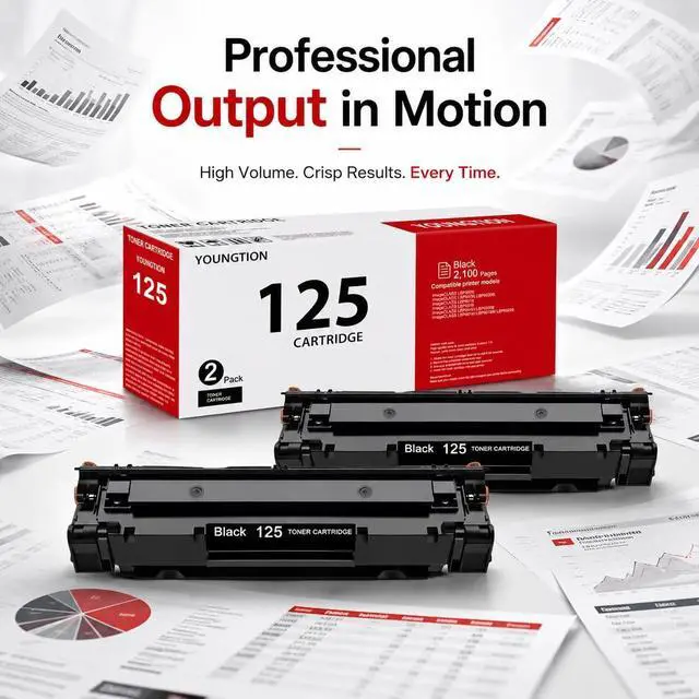 Alt view image 6 of 7 - 125 Black Toner Cartridge High Yield (2-Pack) Compatible 125 Toner Cartridges Replacement for Canon 125 Toner Cartridge for imageCLASS LBP6030w LBP6000 MF3010 Printer