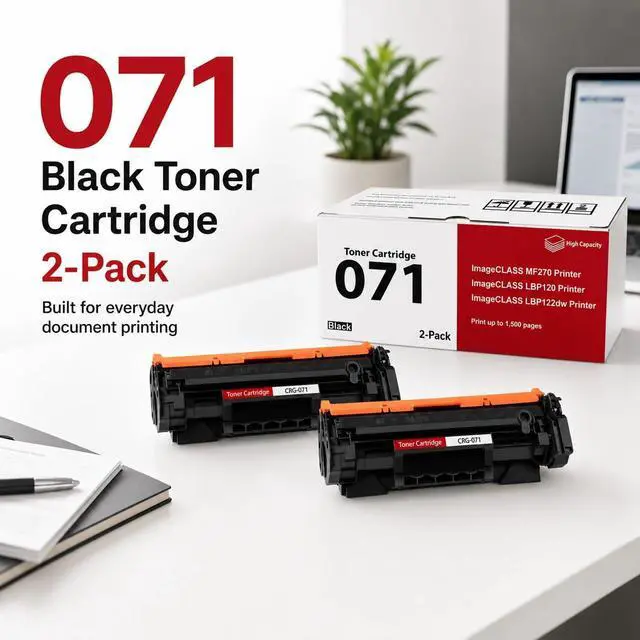 Alt view image 2 of 7 - 071 High-Yield Black Toner Cartridge 2-Pack Replacement for Canon 071 Toner Cartridge 5646C001 for imageCLASS LBP122dw, LBP122, LBP120, MF270, Mf272dw, Mf273dw, Mf275dw Series Printer