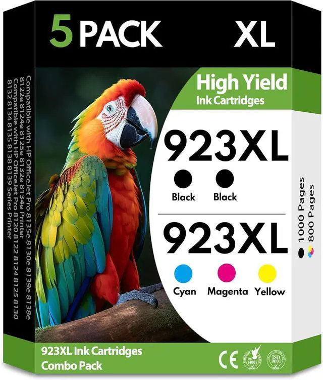 Main image of 923XL 923 Ink Cartridges 5 Pack High Yield 2Black Cyan Magenta Yellow, Replacement for HP 923 XL, Compatible with OfficeJet Pro 8130e 8135e 8139e 8138e 8122e 8120 8124e 8125e 8130 8132e 8134e Printers