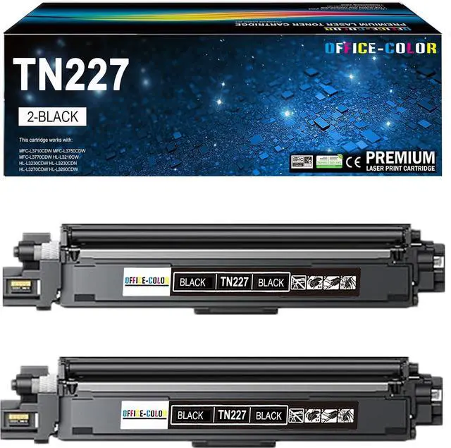 Main image of TN227 Black High Yield Toner Cartridge for Brother TN227BK, 2-Pack