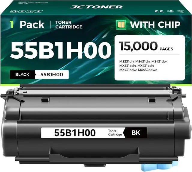 Main image of 55B1H00 Toner Cartridge Black High Yield with Chip 15,000 Page-Yield Replacement for Lexmark MS331dn MS431dn MS431dw MX331adn MX431adw MX431adn MX432adwe MS331 MS431 MX331 MX431 Laser Printer 55b1000