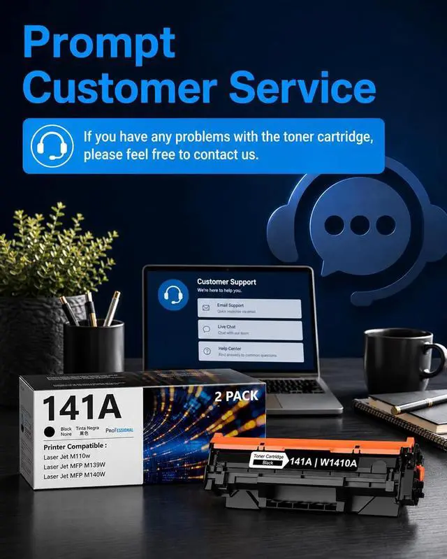 Alt view image 7 of 7 - 141A Toner Cartridges Black 141A 2 Pack W1410A Replacement for HP141A 141A W1410A 141X W1410X Black Toner Compatible with HP Laser Jet M110w MFP M139w MFP M140w Printer Ink 141A( 2 Black,High Yield )