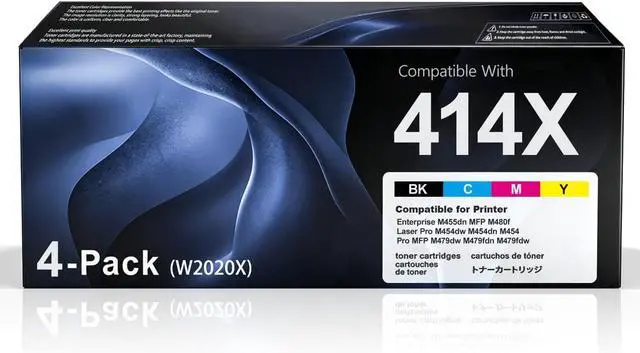 Main image of 414X High Yield Toner Cartridge (4-Pack,BK C M Y) Replacement for HP W2020A 414A W2020X 414X work for Laser Pro MFP M479fdw M454dw M454dn M455dn M479fdn Series Printer,W2020X W2021X W2022X W2023X