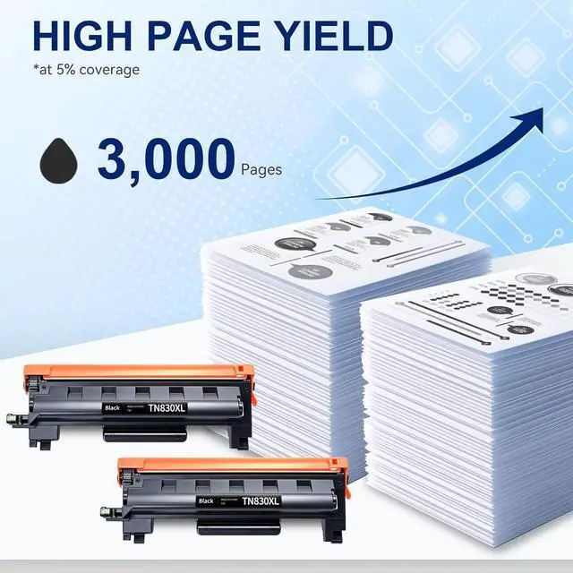 Alt view image 3 of 7 - TN 830XL TN830 TN830XL Toner for Brother Printer HL-L2460DW DCP-L2640DW