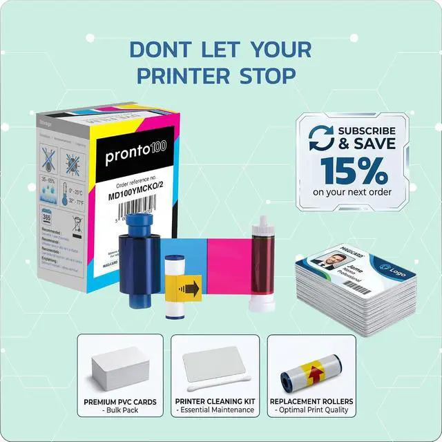 Alt view image 7 of 7 - Bodno 2 x Magicard Pronto 100 Printer MD100YMCKO Color Ribbon - YMCKO - 100 Prints Software Demo Card