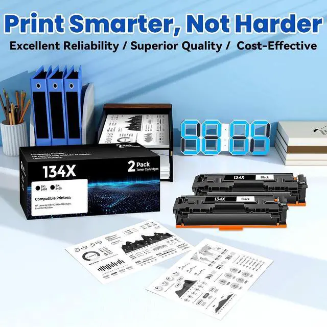 Alt view image 3 of 7 - 134X Black Toner Cartridge 2 Pack Replacement for HP 134X 134A W1340X Toner