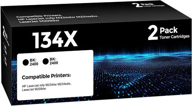 Main image of 134X Black Toner Cartridge 2 Pack Replacement for HP 134X 134A W1340X Toner