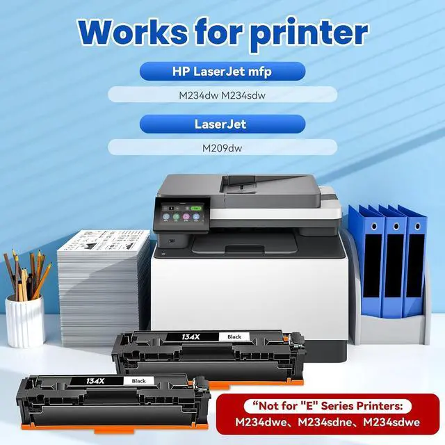 Alt view image 2 of 7 - 134X Black Toner Cartridge 2 Pack Replacement for HP 134X 134A W1340X Toner