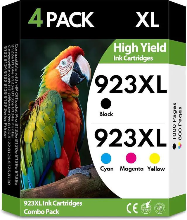 Main image of 923XL 923 Ink Cartridges 4 Pack High Yield BK/C/M/Y, Replacement for HP 923 XL, Compatible with HP OfficeJet Pro 8130e 8135e 8139e 8138e 8122e 8120 8124e 8125e 8130 8132e 8134e Printers