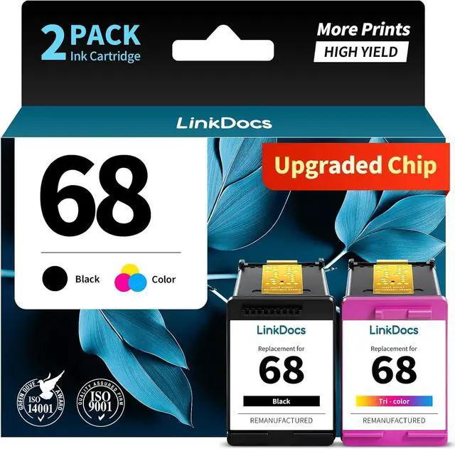 Main image of 68 Ink Cartridges Black Color Combo Pack Remanufactured Replacement for HP 68 Ink 68 XL 68e Compatible with HP Envy 6155e 6555e Series Printers 6152e 6165e 6558e 6552e (2 Pack, 1 Black, 1 Tri-Color)