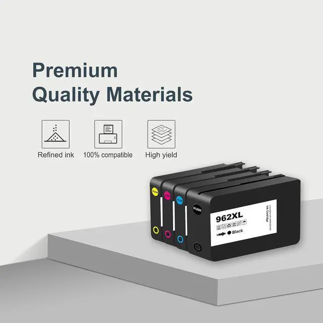 Alt view image 2 of 7 - 962XL Ink Cartridges Replacement for HP 962XL Ink Cartridges Combo Pack 962 XL Work for Officejet Pro 9015e 9010 9025e 9015 9025 9018e 9025e 9020 Printer 4-Pack (BK Y M C)