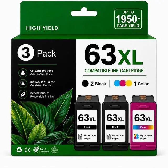 Main image of 63XL 2Black and Color Ink Cartridge Combo Pack, 3 Pack