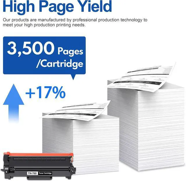 Alt view image 3 of 7 - TN760 TN-760 Toner 4-Pack, Compatible TN760 High Yield Black Toner Cartridge, Replacement for Brother TN730 TN-730 TN 760 MFC-L2710DW MFC-L2750DW DCP-L2550DW HL-L2350DW HL-L2370DW Printers