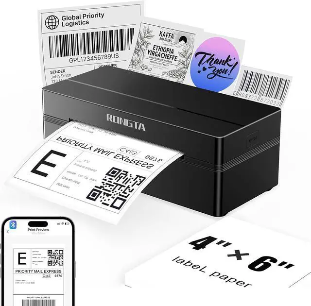 Alt view image 5 of 5 - Rongta Bluetooth Shipping Label Printer for Shipping Packages, with 100Pcs 4x6 inch Thermal Labels