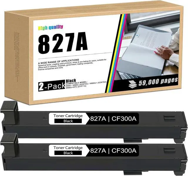 Main image of 2 Pack 827A Black Toner Cartridges Set with Chip Replacement for HP 827A
