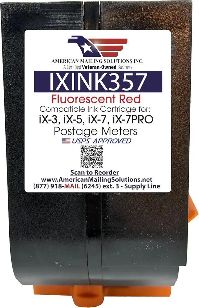 Alt view image 2 of 7 - IXINK357 (Standard-Yield) USPS Fluorescent Red Printer Ink Cartridge