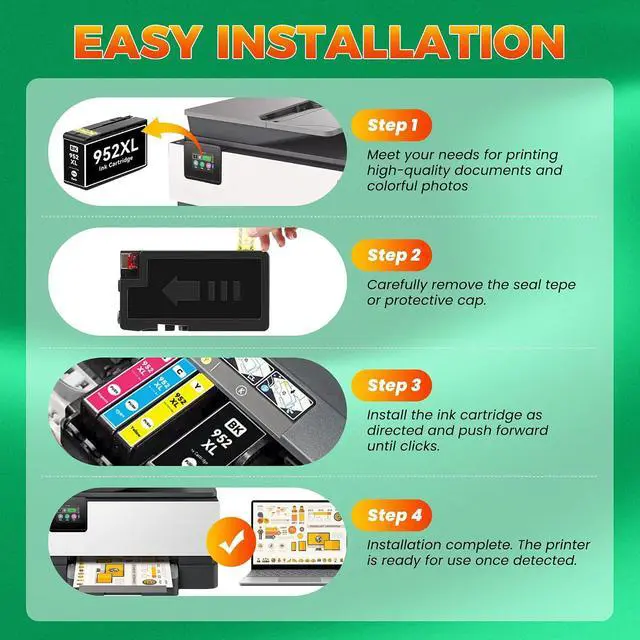 Alt view image 5 of 7 - 952XL Ink Cartridges Combo Pack Replacement for HP 952XL 952 XL 952 Ink