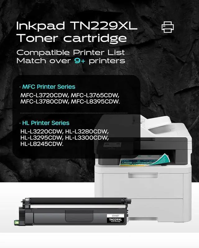 Alt view image 2 of 7 - iNKPAD TN229XL Toner Cartridges 5 Pack Replacement for Brother MFC-L3780CDW