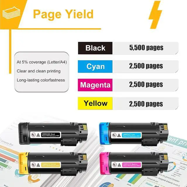 Alt view image 3 of 6 - Workcentre 6515/ Phaser 6510 High Capacity Toner Cartridge 106R03480 106R03477 106R03478 106R03479 Replacement for Xerox Phaser 6510/ Workcentre 6515 Printer Ink.(1BK/1C/1Y/1M)