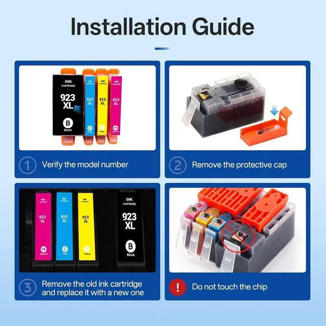 Alt view image 6 of 7 - 923XL Ink Cartridges Combo Pack Replacement for HP 923 923e 923XL Ink Cartridges for HP officeJet Pro 8120 8123 8130 8133 Printer (4 Pack)