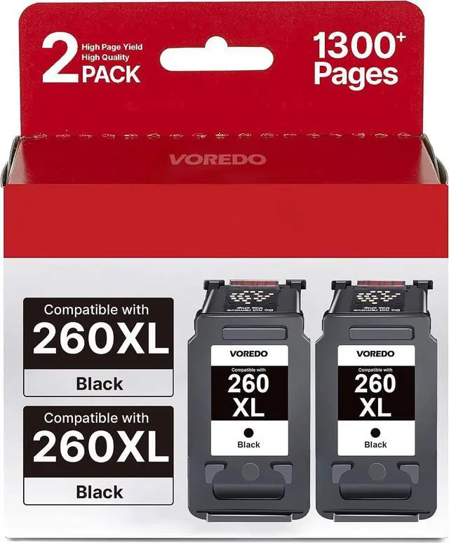 Main image of 260XL Black Ink Cartridge (2 Pack) Replacement for TS6420a Ink Cartridges for 260 Black Ink PG-260XL Use for TS6400 TS6420a TS6420 TS5300 TS5320 TR7020a TR7020 TR7022 TR7022a