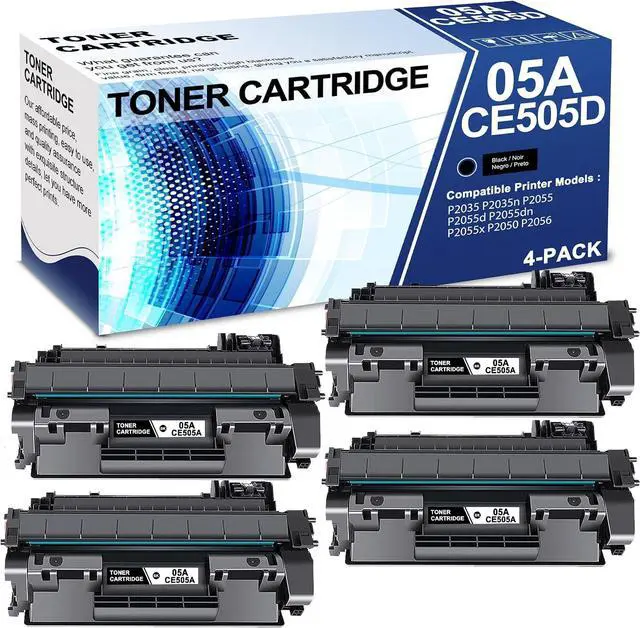 Main image of 4 Pack 05A CE505D Black Toner Cartridge with Chip 05A CE505D Compatible CE505A Replacement for HP P2035 P2035n P2055 P2055d P2055dn P2055x Printer