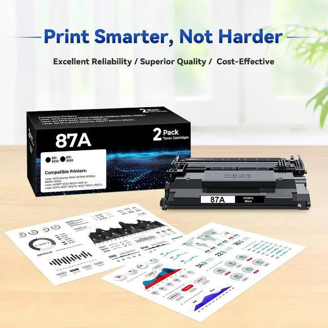 Alt view image 6 of 7 - 2-Pack CF287A 87A Black Toner Cartridge Compatible for HP Printer