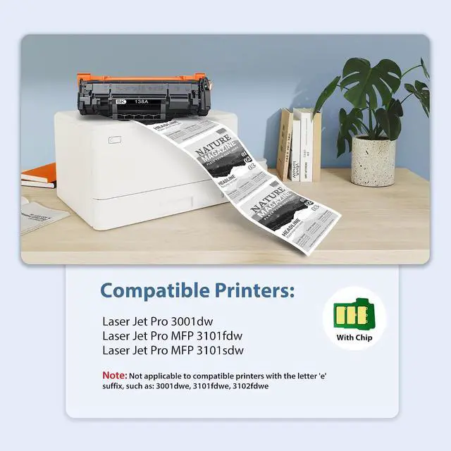 Alt view image 3 of 7 - 138A Black LaserJet Toner Cartridge Replacement for HP 138A W1380A Toner