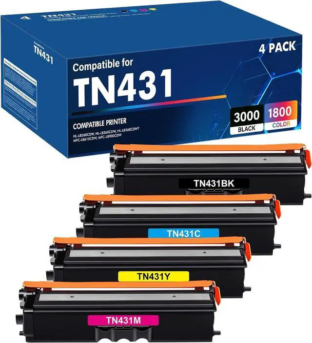 Main image of TN-431 TN431 Toner Cartridges Set TN433 MFC-L8900cdw HL-L8360CDW 4 Pack