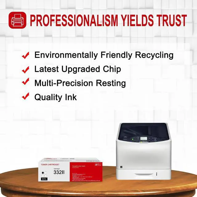 Alt view image 5 of 6 - 1 Pack 332II 6264B012 Black Toner Cartridge: Compatible CRG 332II 6264B012 Replacement for Canon Color imageCLASS LBP7780Cdn Printer