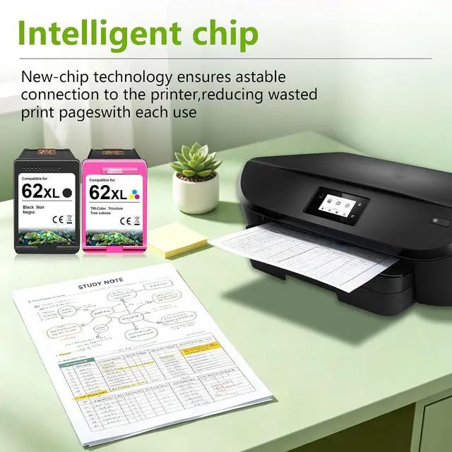 Alt view image 5 of 7 - 62 62XL Ink Cartridge Combo Pack for Envy 7640 7645 5660 5540 5542