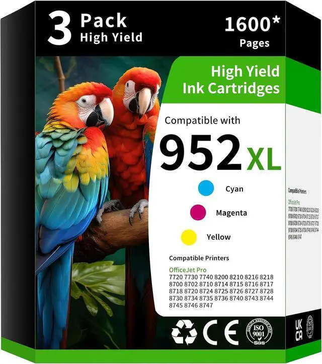 Main image of Caelum 952XL High Yield Ink Cartridge Replacement for Combo Pack HP 952 XL HP952 to Use with HP Officejet Pro 8710 7740 8720 8210 8715 8740 8725 (3 Pack, Cyan Magenta Yellow)