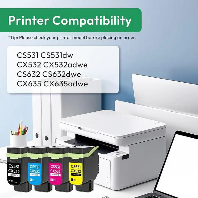 Alt view image 2 of 6 - CS531 CX532 Toner Cartridge Set, 4-Pack 75M10K0 75M10C0 75M10Y0 75M10M0