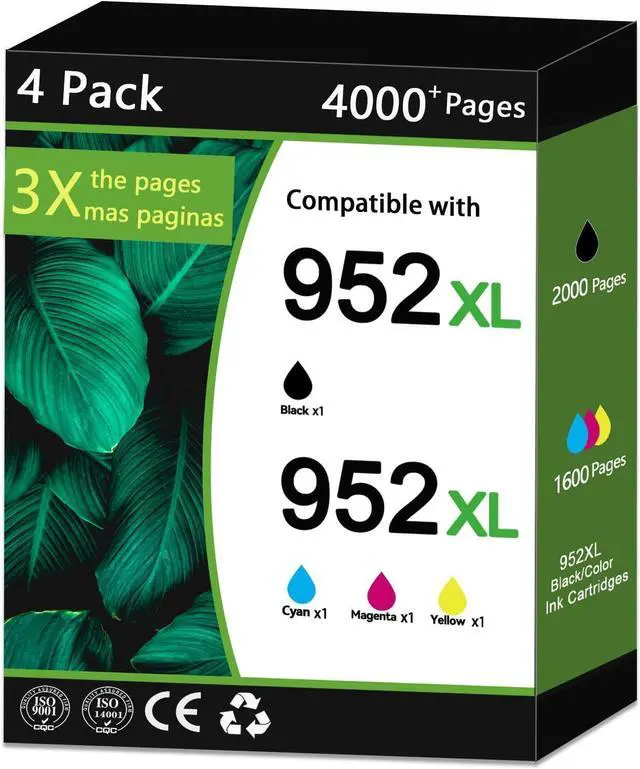 Main image of 952XL Ink Cartridges Combo Pack Replacement for HP Ink 952XL Compatible with 7720 7730 7740 8200 8210 8216 8735 8736 8740 8743 8744 8745 8746 8747 Printer.(1Black 1Cyan 1Yellow 1Magenta, 4-Pack)