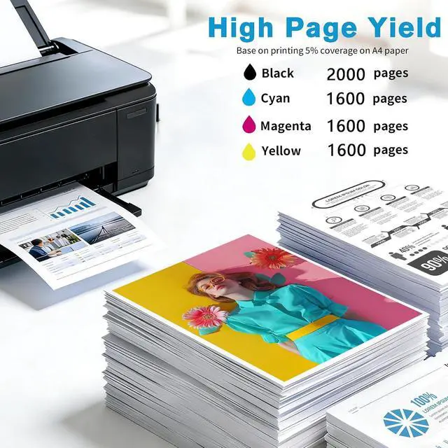 Alt view image 3 of 7 - 952XL Ink Cartridges Combo Pack Replacement for HP Ink 952XL Compatible with 7720 7730 7740 8200 8210 8216 8735 8736 8740 8743 8744 8745 8746 8747 Printer.(1Black 1Cyan 1Yellow 1Magenta, 4-Pack)