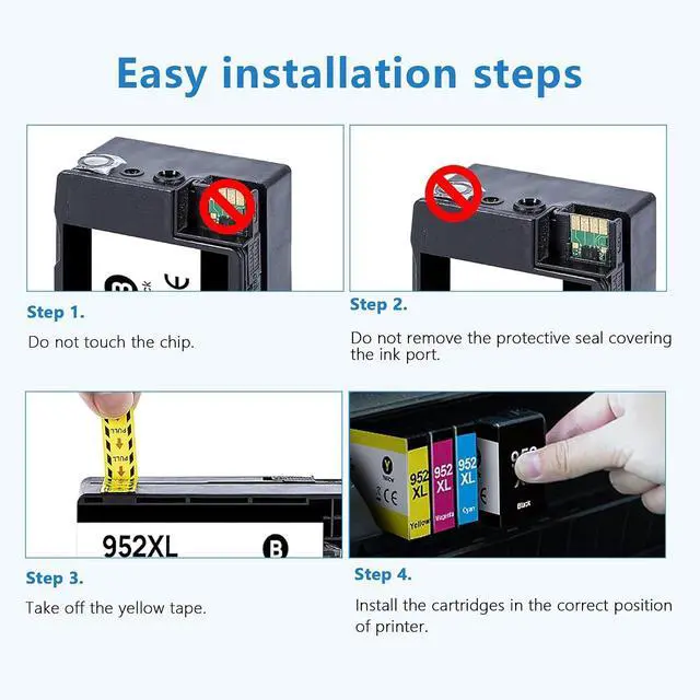 Alt view image 7 of 7 - 952XL Ink Cartridges Combo Pack Replacement for HP Ink 952XL Compatible with 7720 7730 7740 8200 8210 8216 8735 8736 8740 8743 8744 8745 8746 8747 Printer.(1Black 1Cyan 1Yellow 1Magenta, 4-Pack)