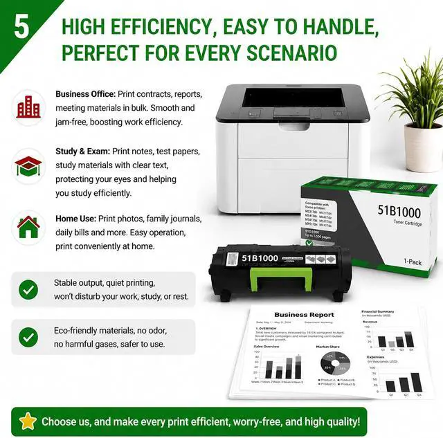 Alt view image 5 of 7 - 51B1000 High Yield Toner Cartridge Black (1-Pack, 3,000 Pages)