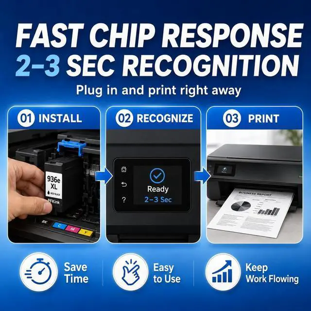 Alt view image 4 of 7 - 936e 936XL Black Ink Cartridge (with Chip) Replacement for HP 936e 936 Compatible with HP OfficeJet Pro 9125e 9135e 9128e 9122e 9110b 9130b 9730e 9730 Printers (2Black)