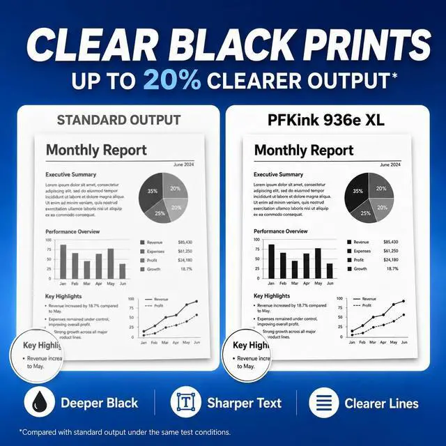 Alt view image 5 of 7 - 936e 936XL Black Ink Cartridge (with Chip) Replacement for HP 936e 936 Compatible with HP OfficeJet Pro 9125e 9135e 9128e 9122e 9110b 9130b 9730e 9730 Printers (2Black)
