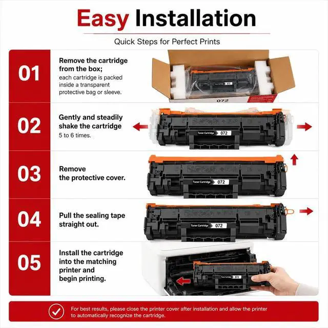 Alt view image 7 of 7 - High Yield 072 Black Toner Cartridge Replacement for Canon 072 Toner