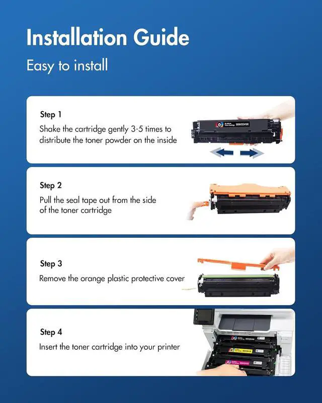 Alt view image 5 of 7 - 305X Toner Cartridges with Chip 4 Pack for HP 305A CE410A 400 M451dn M451nw