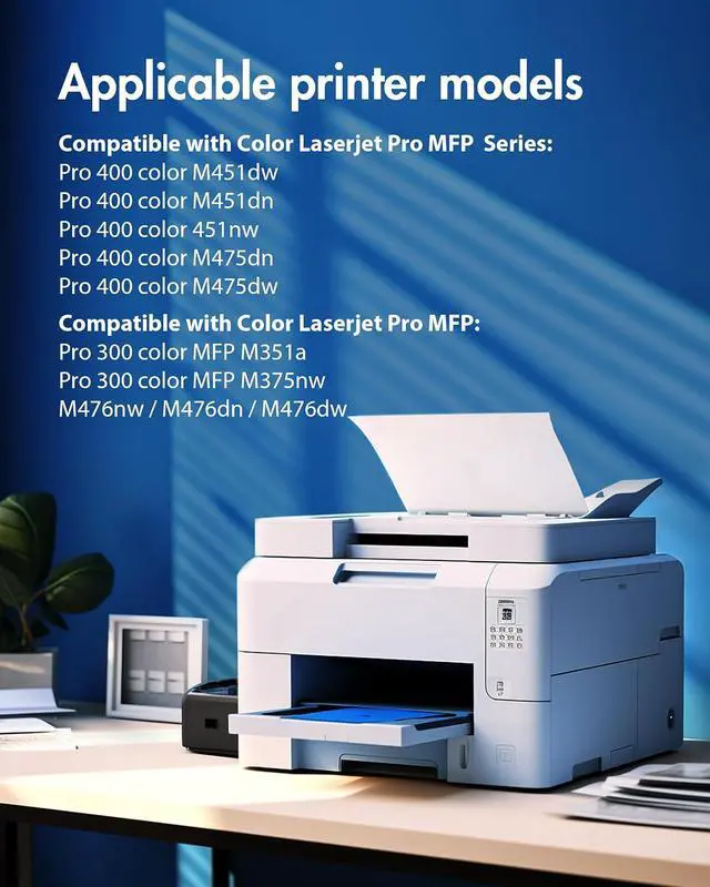 Alt view image 2 of 7 - 305X Toner Cartridges with Chip 4 Pack for HP 305A CE410A 400 M451dn M451nw