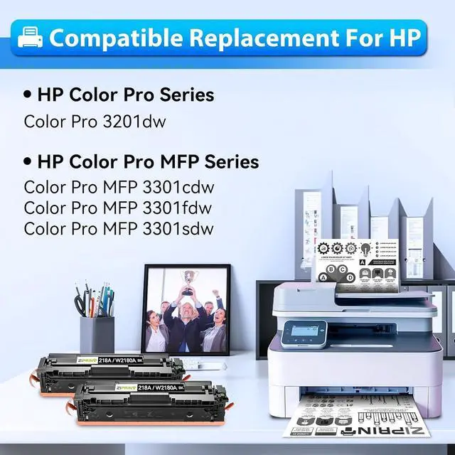 Alt view image 2 of 7 - ZIPRINT 218A Black Toner Cartridge 2 Pack with Chip W2180A 3301fdw 3201dw