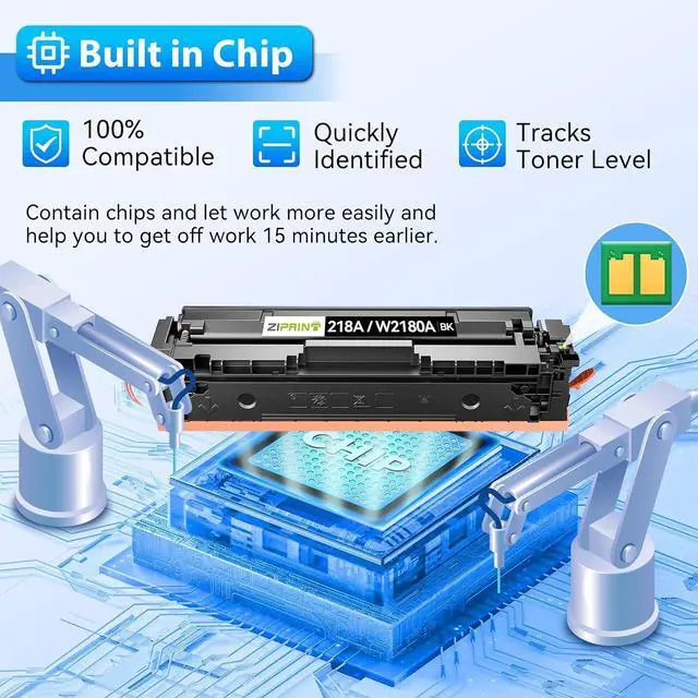 Alt view image 5 of 7 - ZIPRINT 218A Black Toner Cartridge 2 Pack with Chip W2180A 3301fdw 3201dw
