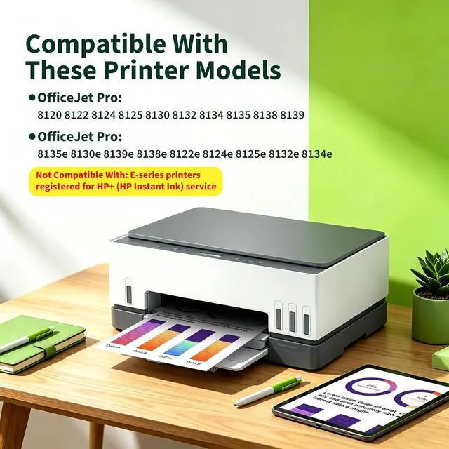 Alt view image 2 of 6 - 923 Ink cartridges for hp Printers Replacement for HP 923 Ink Cartridges 923e 923XL for OfficeJet Pro 8130e 8135e 8138e 8139e 8122e 8124e 8125e 8132e 8120 8134 Printer (with Chip, 4 Pack)
