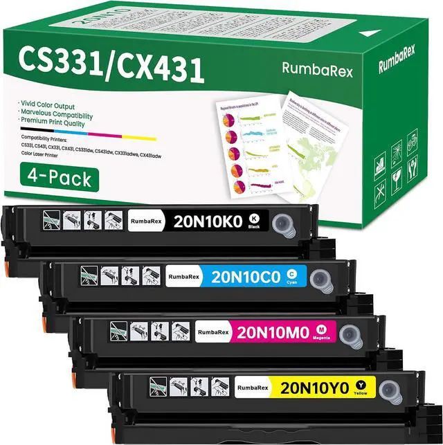Main image of CS331 CX331 CS431 CX431 Toner Cartridges Set 4-Color CMYK 20N10