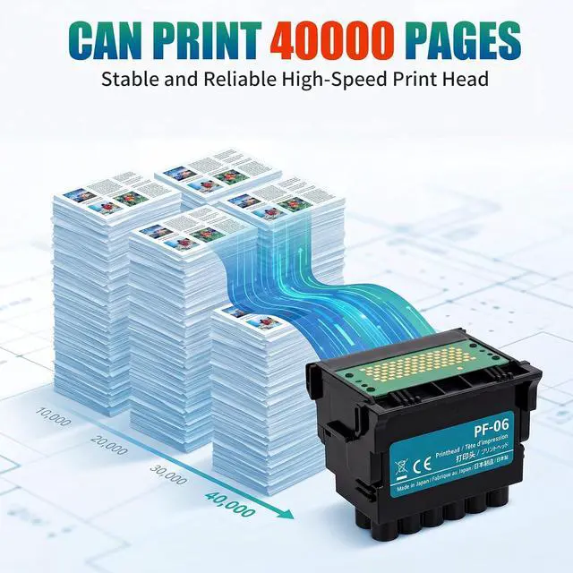 Alt view image 7 of 7 - PF-06 Printhead with Chip, Replacement Print Head Compatible with Canon TA-20, TA-30, TA-5200, TA-5300, TM-200, TM-205, TM-300, TM-305, TM-5205, TM-5305, TX-2000, TX-3000, TX-4000, TX-5200 (PF 06)