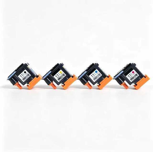 Alt view image 2 of 5 - 11 Ink Printhead Set Replaceable Printhead (with Chip) Compatible with HP11 Designiet 500 800 BusinessInkiet1200 C4810A C4811A C4812AC4813A Printer Replacement Part (4PK-BCMY)