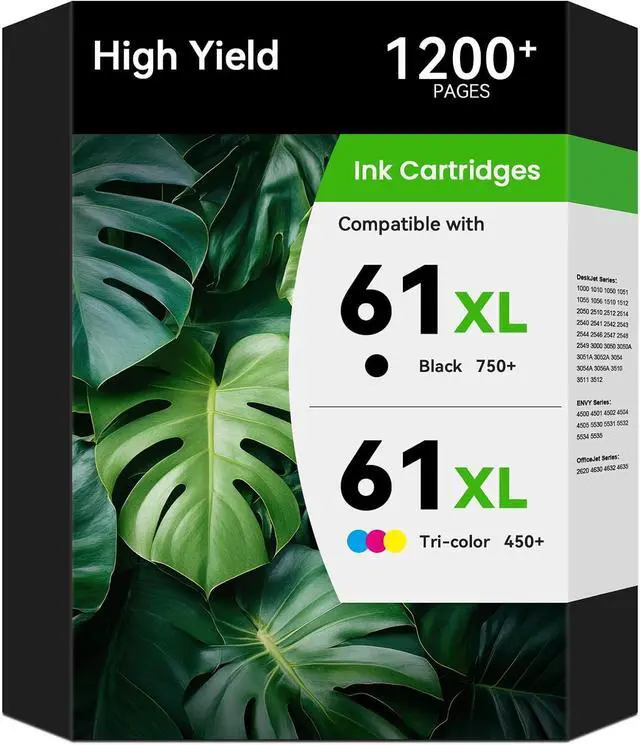 Main image of 61XL Ink Cartridges Black and Color Combo Pack Compatible for HP 61 XL 61XL
