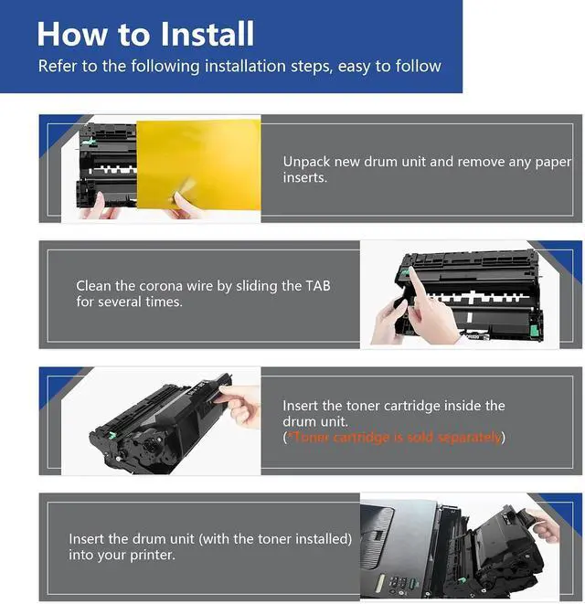Alt view image 4 of 7 - DR820 DR-820 Black Drum Unit 2 Pack Replacement for Brother DR 820 Drum Unit DCP-L5500DN L5600DN HL-L5000D L5100DN L5200DW MFC-L5700DW L5800DW L5850DW Printer